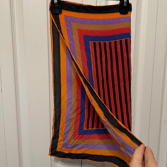 Kenzo Accessories - Kenzo-Silk Scarf-21"x 21"-Vintage-Multi Color-Stripes-Casual-Classy-Versatile